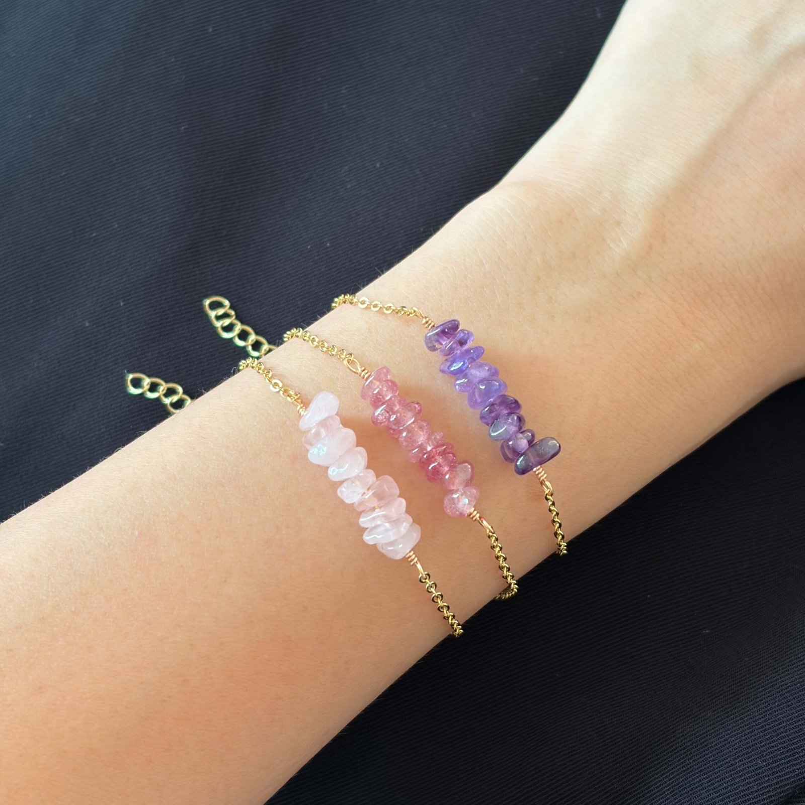 Delicate Natural Gemstone Chip Bracelet for women - 图片 4